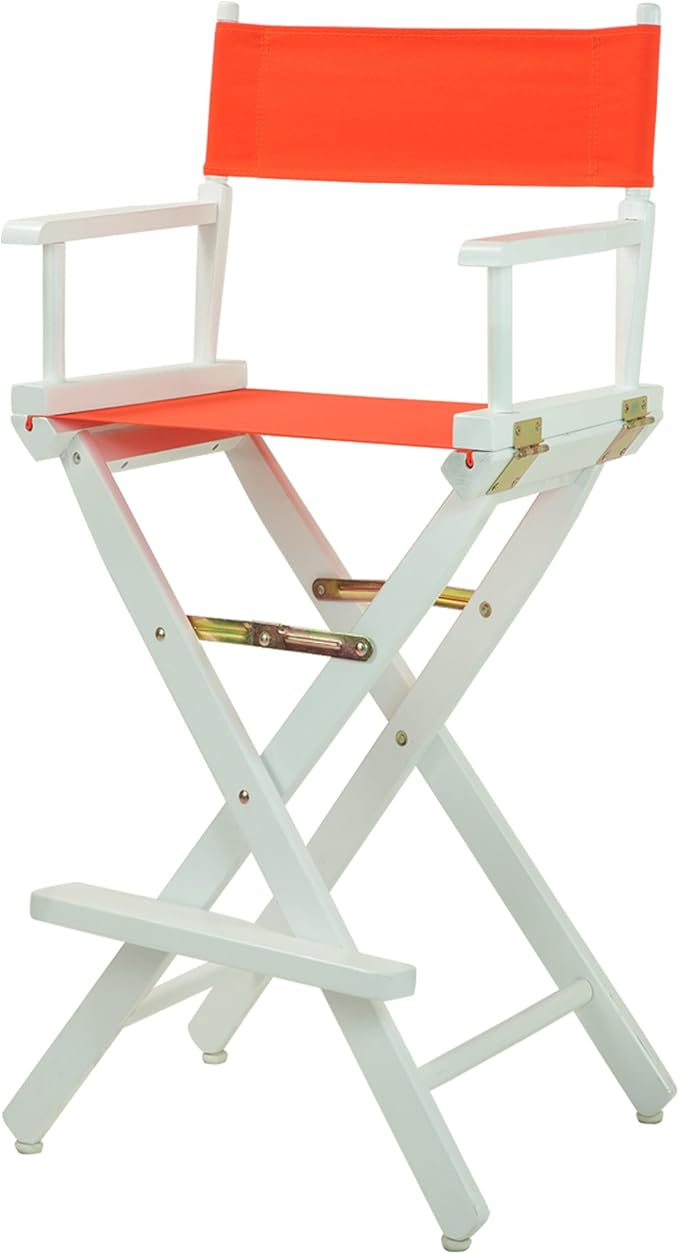 Casual Home Director's Chair ,White Frame/Orange Canvas,30" - Bar Height