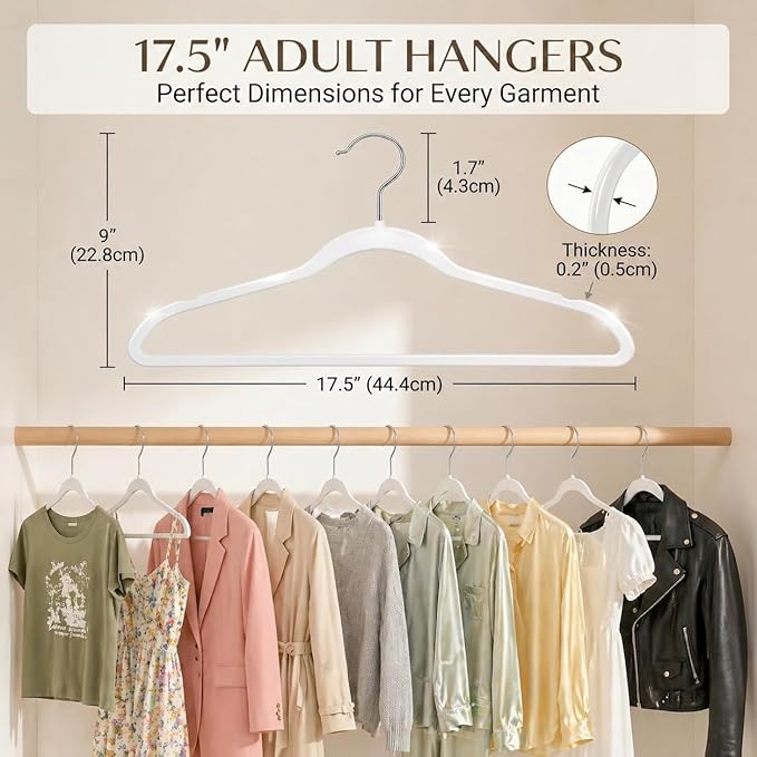 SMARTOR Plastic Hangers 20 Pack - Thin and Slim Design for Space Saving Organizer - Durable & Heavy Duty Closet Organizers and Storage with 360 Swivel Hooks, Non Slip Notches for Straps - White