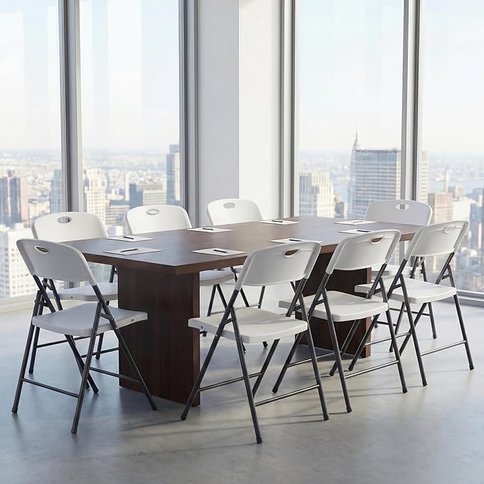 DUMOS 2 Pack Folding Chairs Heavy Duty - Plastic Stackable Portable Dining Chairs Set, Wedding, Party, Patio, Garden, for Indoor Outdoor, for Home and Office, Conference, White