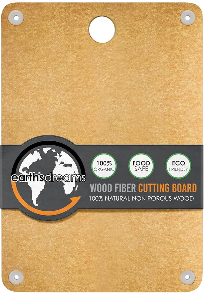 Earth's Dreams Composite Wood Cutting Board – Dishwasher Safe, Non-Toxic Cutting Boards for Kitchen – Large, Medium & Small Non-Slip Wood Charcuterie & Chopping Boards (Tan)
