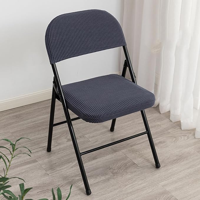 Dust-Proof Folding Chair Covers 2 Piece Set Backrest & Seat Cushion Cover for Office Meeting，Household，Computer，Party (Gray, One Size)