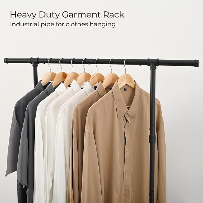FOUCSSOMEI Clothing Rack with Wheels, Heavy Duty Clothes Rack, Rolling Garment Rack, Metal Clothing Hanger Rack, Closet Organizer, for Bedroom Living Room, Yard Sales, Commercial Grade, Black