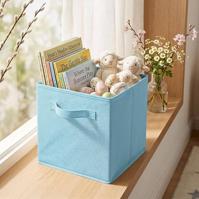 ShellKingdom Foldable Fabric Storage Cubes And Cloth Organizer Drawer For Closet And Toys, 13 X 13 X 13 INCH, 2 Pack (Light Blue)