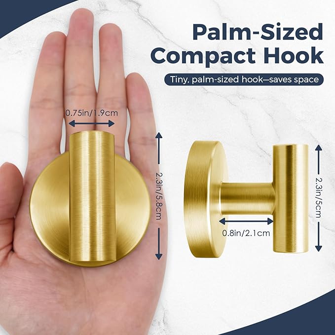 Heavy Duty Suction Cup Hooks for Glass Window,Tile,Mirror,Removable Shower Hooks for Inside Shower,Metal Towel Hooks for Bathroom,2 Pack(Gold)