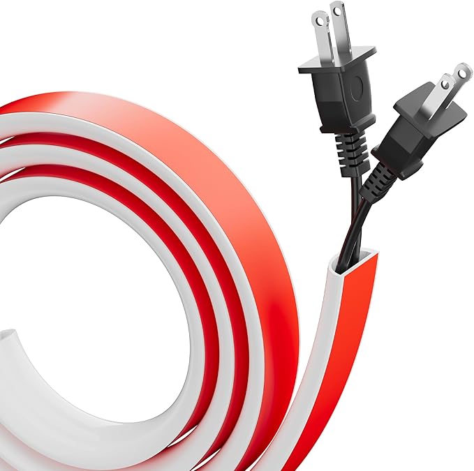 Cord Hider for Wall Mounted TV, 39" Cable Cover for 2-3 Cables with Side Open, Flexible Silicone Wire Raceway Management,Self-Adhesive Cord Organizer,Wire Concealer Channel, White
