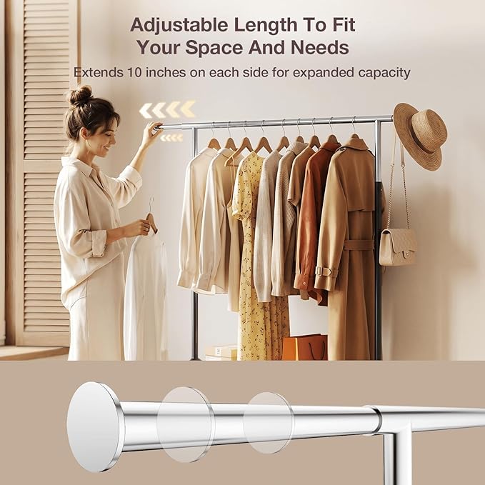 Heavy Duty Clothes Rack, Rolling Clothing Rack Load 650 LBS for Hanging Clothes with 2 Sturdy Shelves, Metal Garment Rack with Wheels for Bedroom, Retail Store, Silver-Black, Large