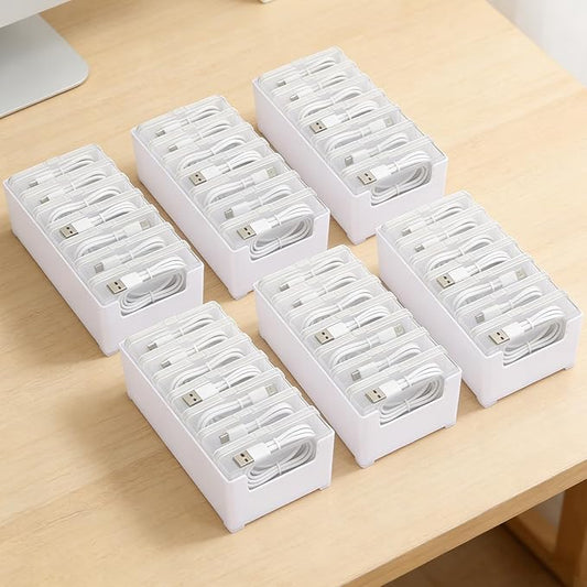 6 Set Cable Organizer Box with 42 Clear Switch Case Power Cord Organizer Desktop Cable Management Box Desktop Charger Cord Storage Organizer Box for Office Home Desk Accessories Stationery Supplies