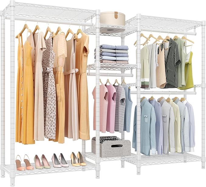 VIPEK Classic V6 Wire Garment Rack 5 Tiers Heavy Duty Clothes Rack for Hanging Clothes, Wardrobe Racks Compact Large Metal Clothing Racks Freestanding Closet Storage Racks, Max Load 850LBS, White