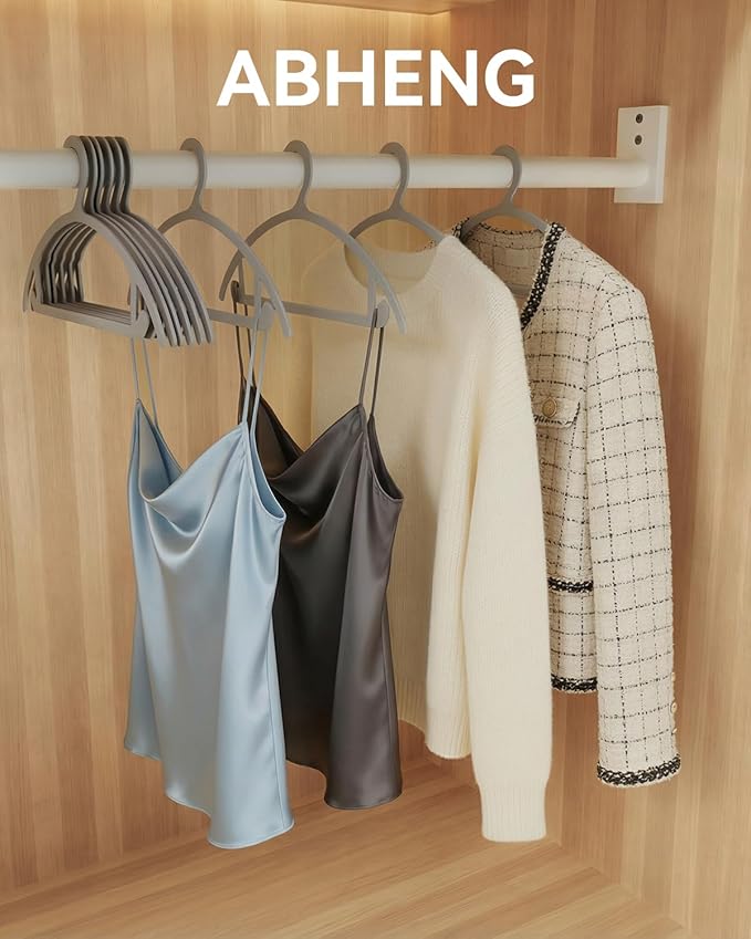 ABHENG 30 Pack Clothes Hangers, Non Slip Heavy Duty Plastic Hangers, Space Saving All-in-One Garment Hangers for Dresses Suits Jeans Knits, Hold Up to 11 LB Dry & Wet, 16.4" x 8.3", Gray, UAPY0830G