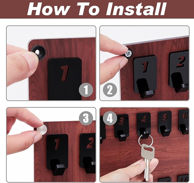Beeveer Acrylic Key Board with 60 No. Hooks Wall Mount Key Rack Holder Hanger Storage Collection for School, Garage, Car Dealer, Office, Hotel, Real Estate(Wood Grain)