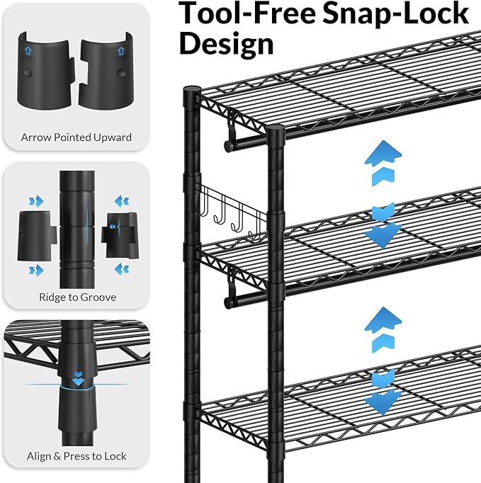 Heavy Duty Rolling Garment Rack 3 Tiers with Wheels,Metal Portable Closet Rack,Freestanding Clothes Rack,Closet Organizer System with 23.6" W x 15.7" D x 76" H, Max Load 400Lbs (Black)