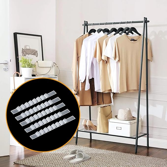 200 Pcs Non-Slip Rubber Hanger Grips – Clear Adhesive Clothes Hanger Strips for Wooden Hangers, Durable Anti-Slip Clothing Accessories for Home, Hotels, and Stores
