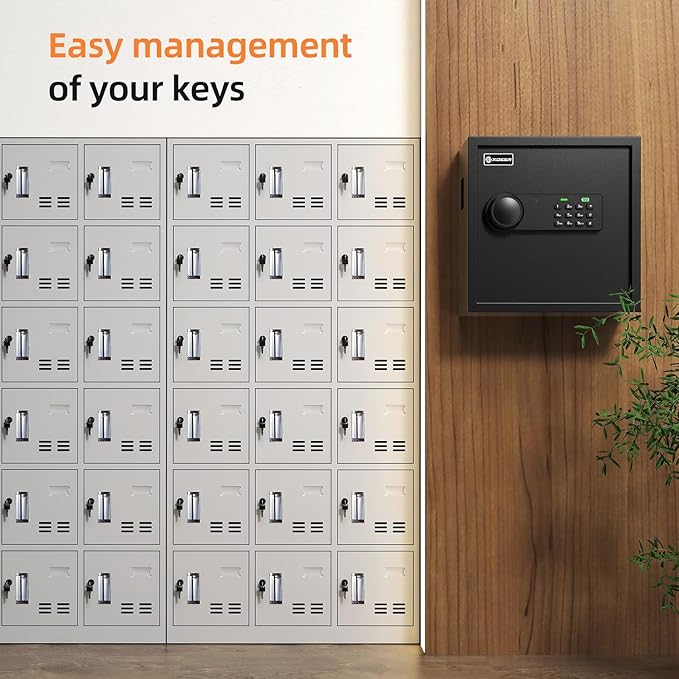 XDeer 45-Keys Key Lock Box Wall Mount with Advanced Anti-Theft Deposit Key Slot & LED Light, Key Cabinet with Combo and Key Lock, Key Safe for Hotels & Office & Companies & Car Dealerships 1PCS