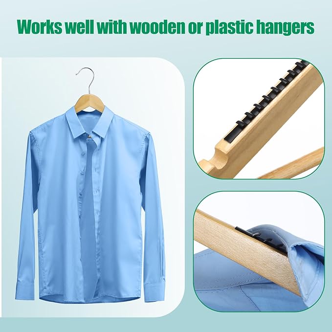 Yalikop 200 Pcs Non Slip Rubber Clothes Hanger Grips Adhesive Clothing Hanger Grip 2.8 x 0.2 Inch Clothes Hanging Accessories with Fins Strips Grippers for Home Stores Use (Black)
