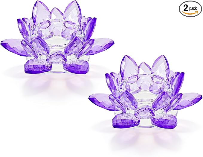 Crystal Flower Jewelry Tray, Transparent Decorative Trinket Dish for Rings, Earrings, Necklaces, Keys for Vanity Dresser Nightstand, Elegant Gift for Women Mother's Day (2, 4.4"(w) - Purple)