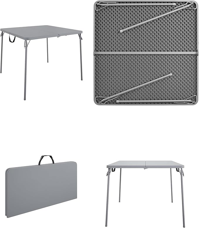 CoscoProducts COSCO XL 38.5" Half Card w/Handle Indoor & Outdoor, Portable, Wheelchair Accessible, Camping, Tailgating, & Crafting Folding Table, Gray, 1-Pack,Grey