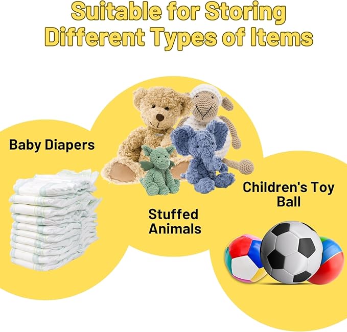 Stuffed Animal Storage Net for Kids, Bedside Toy Organizer Net - Neatly Store Your Stuffed Animals, Cotton Bedside Stuffed Animal Storage Net with Tether, Stretches up to 35 Inches, Beige