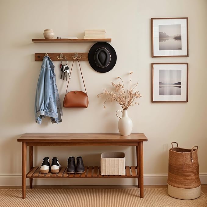 Coat Hooks Wall Hooks for Hanging - 15 Pack Bronze Double Prong Hook Wall Mounted - Great for Living Room, Bedroom, Entryway, Closet for Coat, Bag, Towel, Hat, Key, Cup, Heavy-Duty, Easy to Install