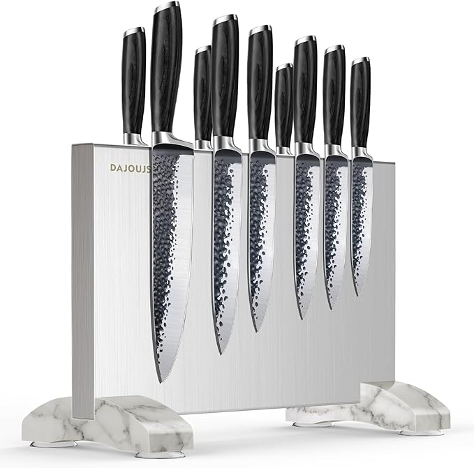Nanbone Magnetic Knife Block, Magnetic Kitchen Knife Holder Stand with Strong Magnet Strip for Kitchen Counter, Stainless Steel Double-Sided Universal Knife Storage Rack Organizer Without Knives