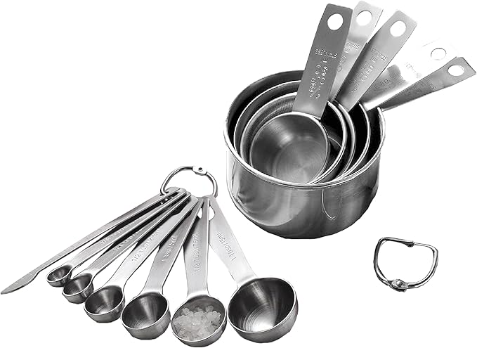 Stainless Steel Measuring Cups & Spoons Set, 12 Pieces Kitchen Measuring Sets Gadgets tool,For Cooking & Baking,Measure Dry & Wet Ingredients And Liquid (Cups & Spoons)