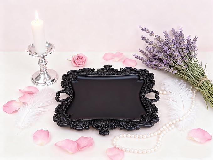 khtumeware 1 Pack Jewelry Dish Matte Black Jewelry Trays ideal for holding jewelry rings and small trinkets.
