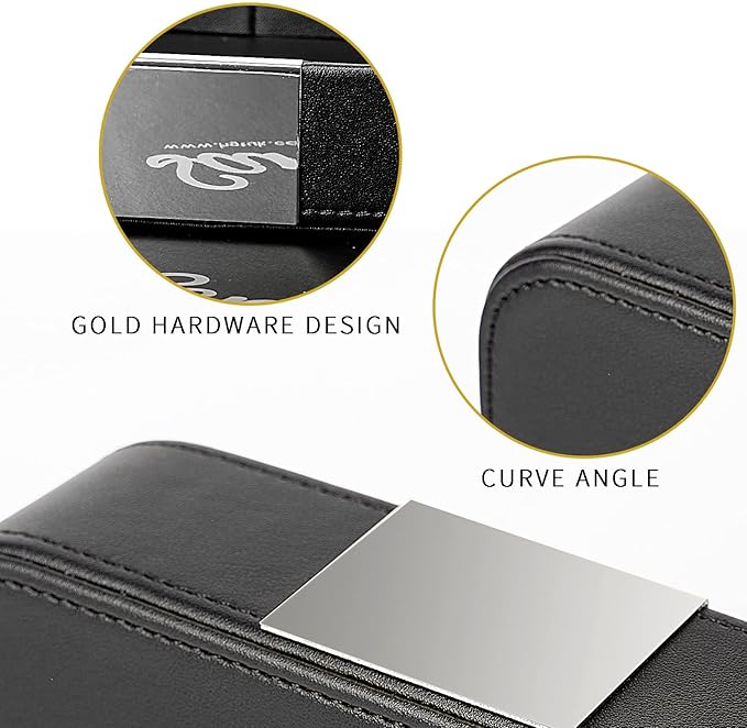 SANZIE Luxury Leather Tray Organizer Valet Tray Key Tray for Entryway Table Desktop Storage Catchall Tray Decorative Tray for Jewelry Keys Wallet Phone Watch (Metal Silvered, Black)