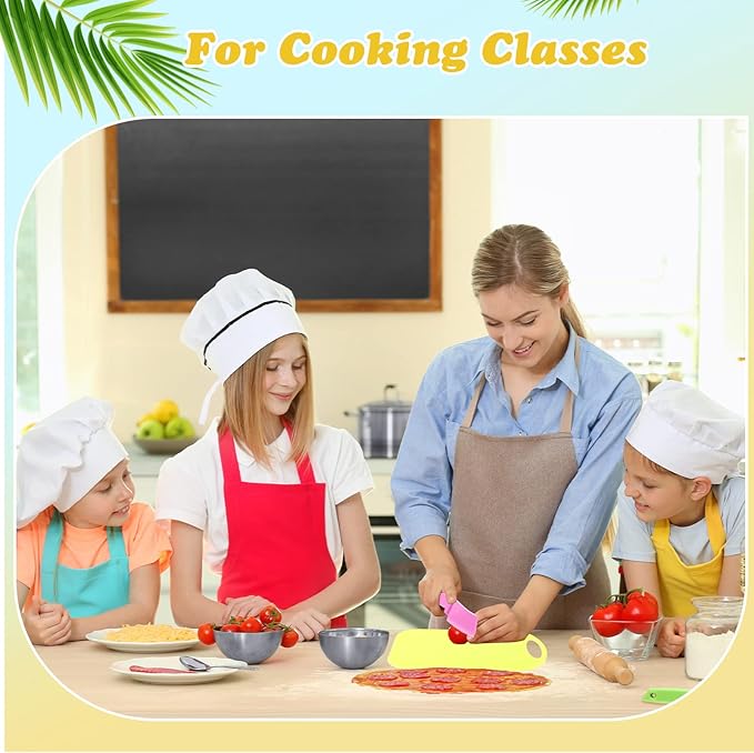 Yinkin 20 Pcs Kids Plastic Knife Set with Cutting Board Toddler Knife Tools, Including 10 Child Safe Knife 10 Chopping Board Kids Cooking Utensils for Cooking Club, Preschool