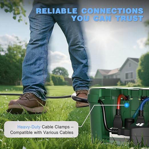 Flemoon Large Outdoor Electrical Box (12.5 x 8.5 x 5 inch), IP54 Waterproof Outdoor Extension Cord Cover Weatherproof, Protect Outlet, Plug, Socket, Timer, Power Strip,Green