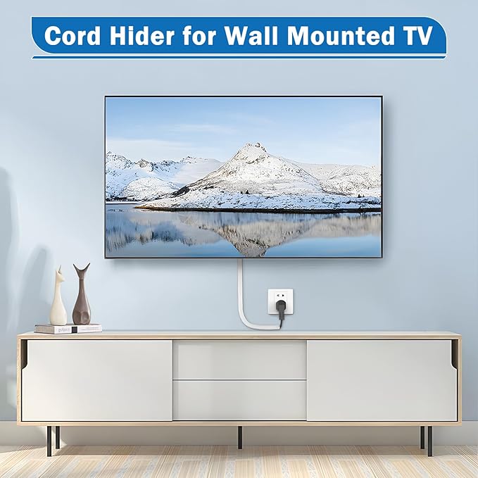 UOMTFAI Wall Cord Hider 39 Inch - Self-Adhesive Wire Cover Raceway for Walls, Flexible PVC Cable Concealer for Home and Office, W0.59 H0.39in - White