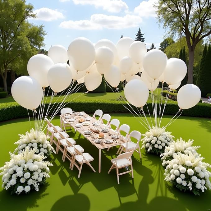 18 Pack White Wedding Folding Chairs - Water-Resistant PU Cushion, Elegant Stackable Design, Commercial Steel Frame (350lbs) for Outdoor Weddings/Events/Parties