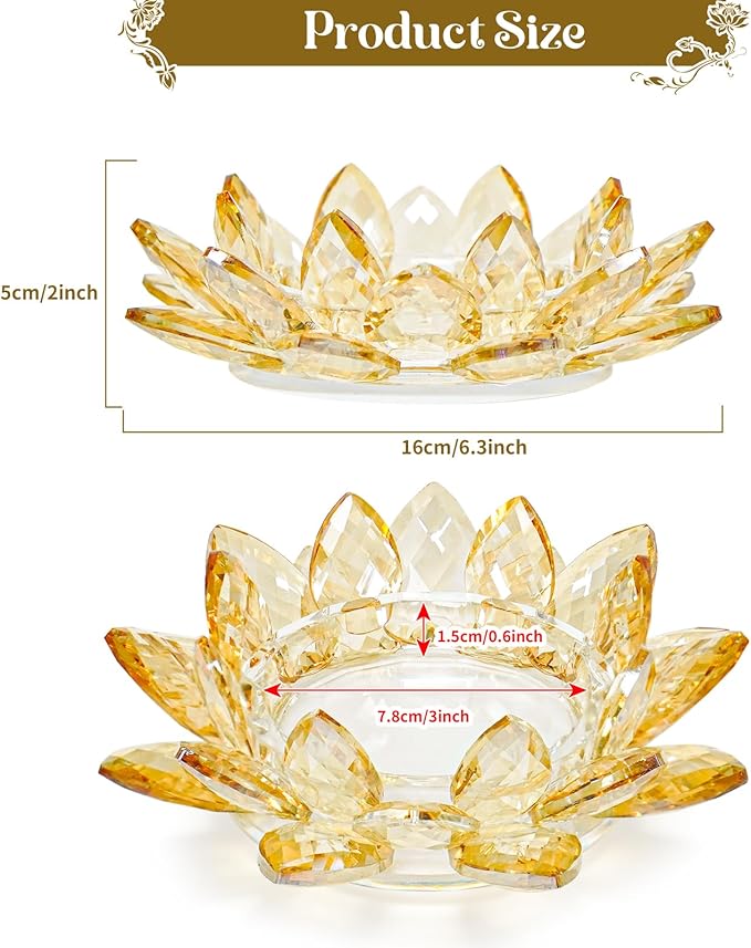 Crystal Flower Jewelry Tray, Transparent Decorative Trinket Dish for Rings, Earrings, Necklaces, Keys for Vanity Dresser Nightstand, Elegant Gift for Women Mother's Day (2, 6.3"(W)- Gold)