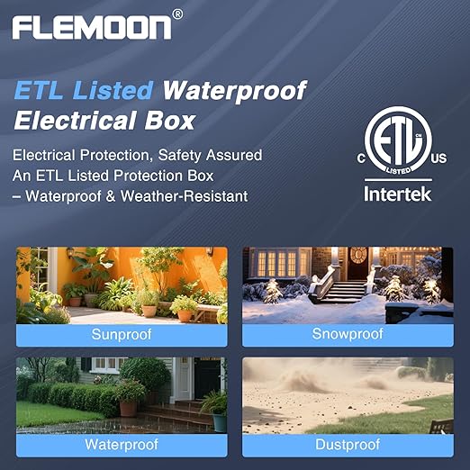 Flemoon [2 Pack] IP55 Small Outdoor Electrical Box Waterproof (Inner 5.9 x 3.2 x 1.8inch), Extension Cord Cover with Detachable Awning Covers for Plug, Outlet, Holiday Lights, Orange