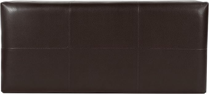HomePop Faux Leather Cocktail Storage Bench, Brown
