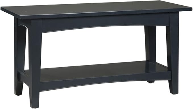 Alaterre Furniture Shaker Cottage Bench with Shelf, 36" W, Charcoal Gray