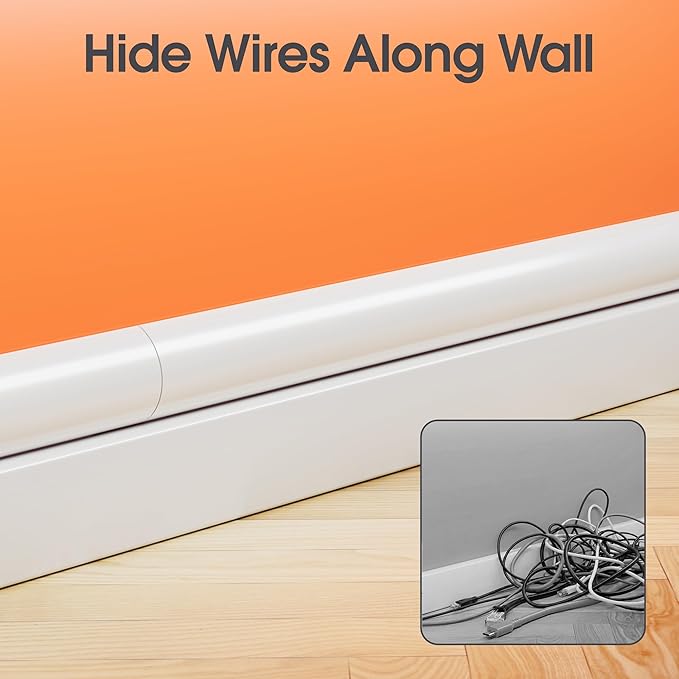 TV Cord Hider Wall, 56.7in Cord Covers for 1-2 Wires on Wall, Self-Adhesive Cable Hider Wire Covers for Cords on Wall, Paintable TV Wire Hider, Curved Decorative Cable Raceway, W1.18 H0.43in, White