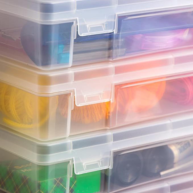 IRIS USA Clear Storage Cases, 6-Pack, |Made in USA|, Plastic Bead Organizing Containers with Snap Lid for Arts, Crafts, Ephemera, Stickers, & Dance Cheer, Clear - Large