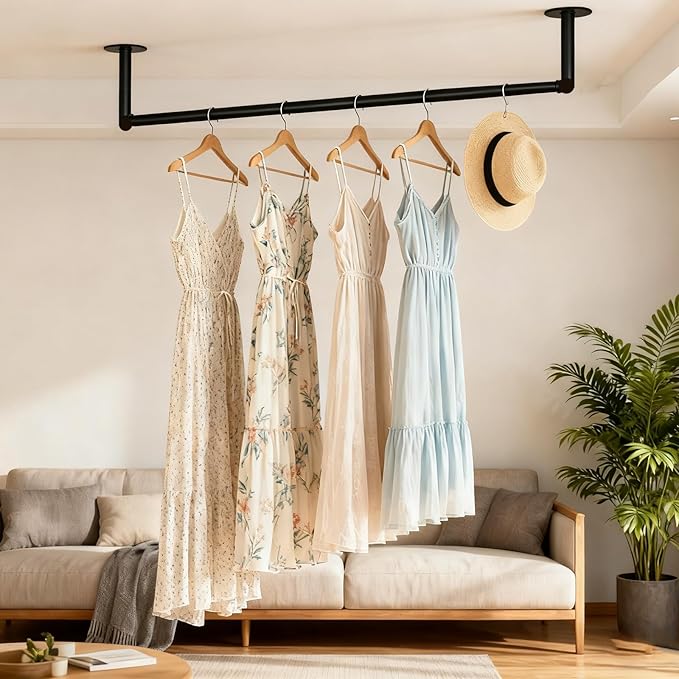 2 Pack 34 Inch Corner Garment Rod, Wardrobe Assistant Corner Angle Adjustable Wall Mounted Clothes Rack for Organizing and Displaying Everyday Attire or Seasonal Clothing