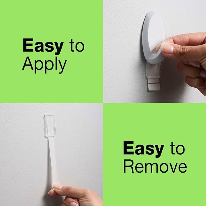 FrogTape reMOVEables Heavy Duty Wall Hooks - 8 Hooks and 12 Strips - Holds up to 3 lbs - No Damage - Easy to Remove & Reuse - Medium Wall Hook with Adhesive Strips - White (Pack of 8)