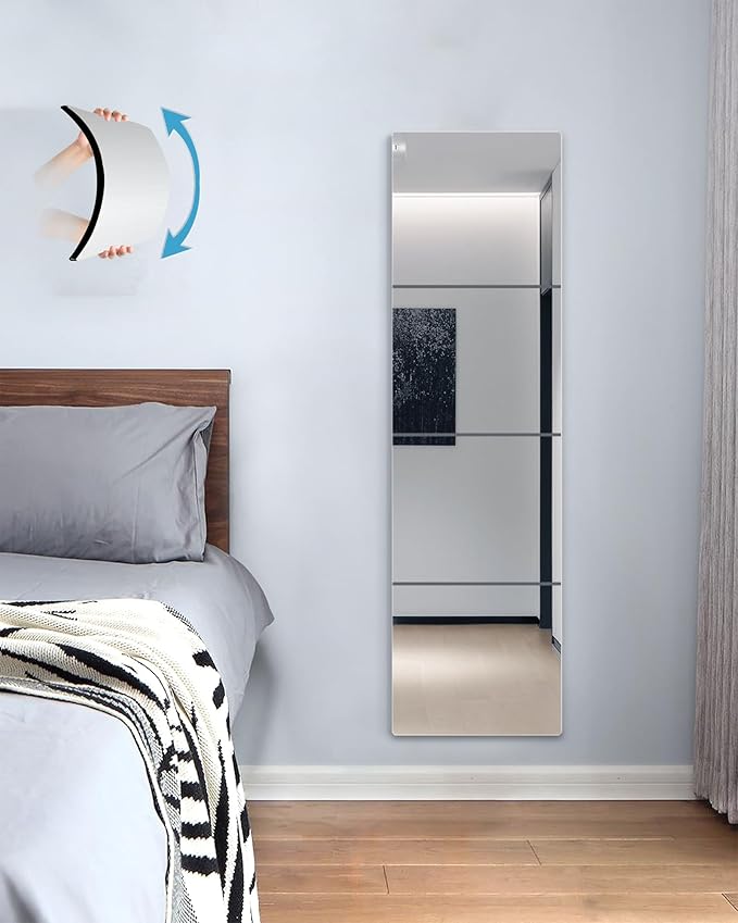 Wall Mirrors for Bedroom Door,Unbreakable Full Length Wall Mirrors Tiles,shatterproof Mirror for Kids 4 Pack 9.6" x9.6,Workout for Home Gym Body,Closet Mirror Wall Home Gym