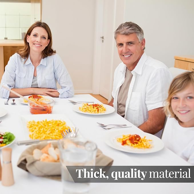 WEALUXE White Table Cloths for 6 Foot Folding Tables [6 Pack, 60x102 Inches] White Tablecloths Rectangular, Stain and Wrinkle Resistant Washable Linen Fabric Cloth