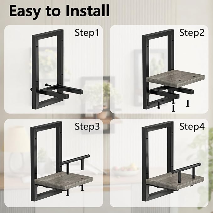 Sbosbo Floating Shelves for Wall, Plant Shelf Indoor, Wall Planters for Indoor Floating Plant Shelves for Bedroom, Living Room, Kitchen, Office, Bathroom Decor (Grey, 3 Pack)