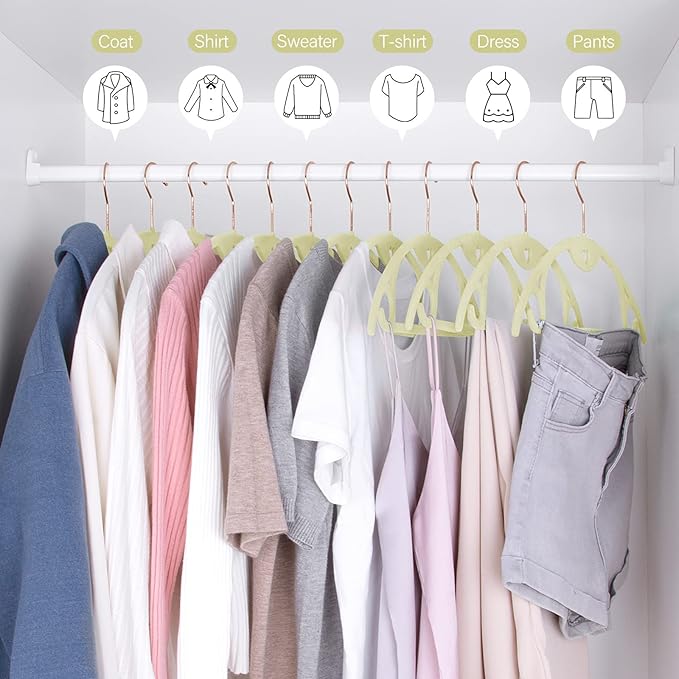 Velvet Hangers 50 Pack: Felt Clothes Hangers Heavy Duty Shirt Sweater Hangers No Shoulder Bump Non Slip Slim Thin Coat Hangers for Closet - Ivory