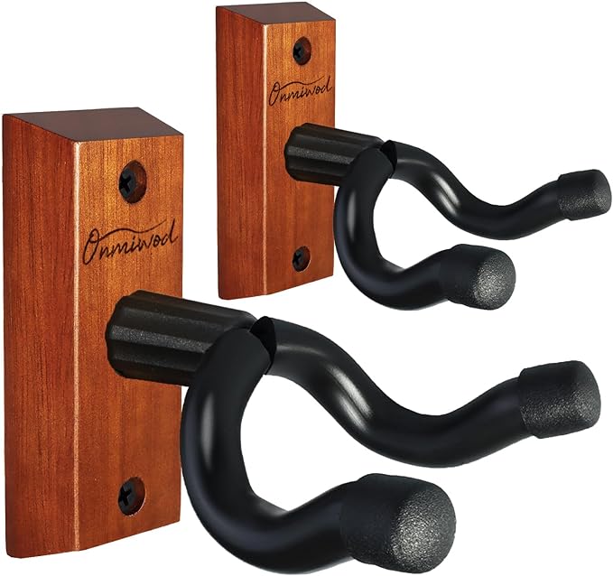 Guitar Wall Mount 2 Pack, Mahogany Wood Guitar Hanger, U-Shaped Guitar Wall Hanger Mount, Guitar Holder Hook Stand Wall for Acoustic, Electric Guitar, Banjo, Bass, Gift for Guitar Player