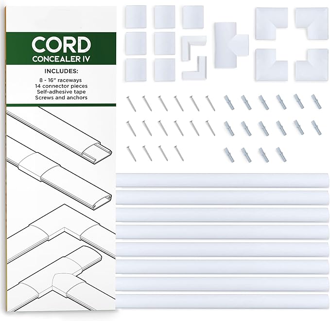 Cord Organizer Kit- Sliding Cable Management-Covers for Hiding Power Cords or Wires, Wall Mounted TV Cables in Home or Office by SimpleCord