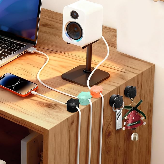Lancord 8 Pack Rotatable Cable Clips, Cord Organizer Spring Clip Cord Holder for Nightstand Cable Holders for Cords Charging Cable Organizers Cable Management for Desk Office Car Wall