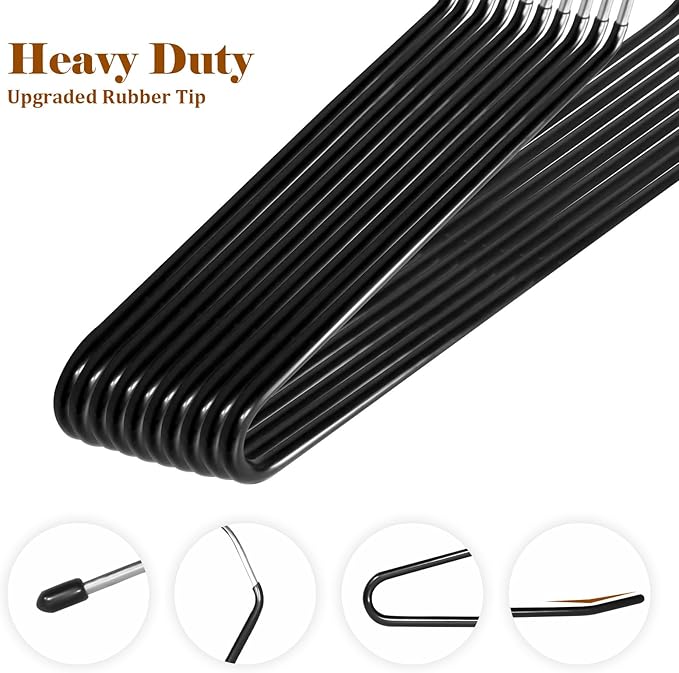 Pants Hangers,50-Pack Clothes Hangers, Non-Slip Open-Ended Pant Hanger,White Metal Hangers Design for Jeans,Slacks,Scarf (Black)