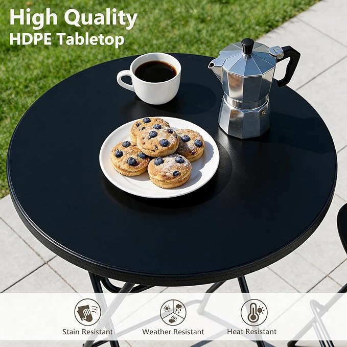 Folding Table 2 Pack, 32 Inch Foldable Cocktail Bar, High Top Round Folding Bar Tables No Assembly, Portable Bistro & Commercial Event Furniture for Wedding, Banquet, Party, Indoor Outdoor Use