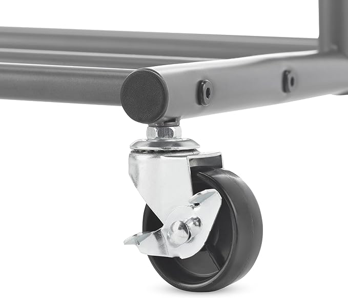 Whitmor Garment Rack - Convertible Single to Double Rod, Mobile with Locking Wheels for Long Garments, Laundry Room, Bedroom, Gray