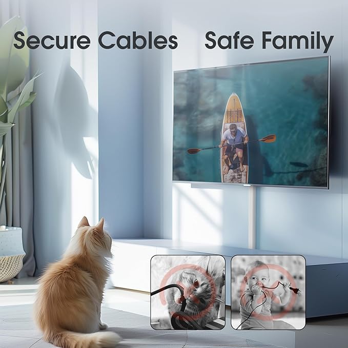 Large Cord Hider - 47in Wire Hiders for TV on Wall, Paintable Cable Hider, X-Large Cable Management Kit, Cord Hiding for Wall, W1.6in H0.8in White