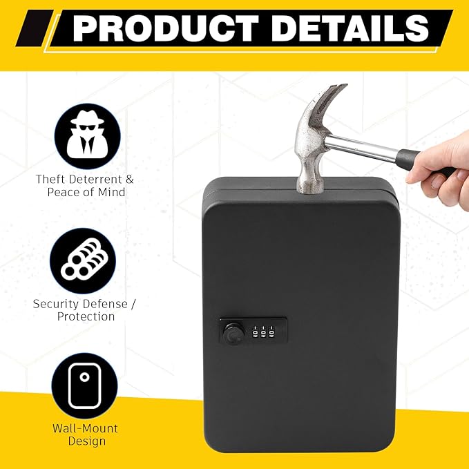 Ripeng 48-Keys Steel Key Cabinet with Combination Lock - Wall Mount Key Lock Box with Colorful Secure Tags & Hooks Keys Organizer Storage for Home Office Hotel Rental Business Property Management